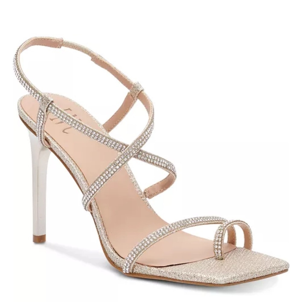 International Concepts Arti gold rhinestone shiny strappy sandals sz 8 nwb,,#1